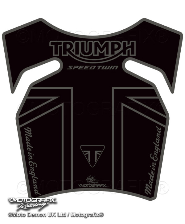 MOTOGRAFIX（モトグラフィックス） TANK PAD TRIUMPH Speed Twin1200(19-21) Black with Graphite Grey TT040KK