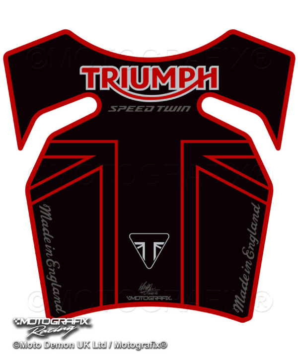 MOTOGRAFIX（モトグラフィックス） TANK PAD TRIUMPH Speed Twin1200(19-21) Black with Graphite Grey, Red & Metallic Silver TT040KR