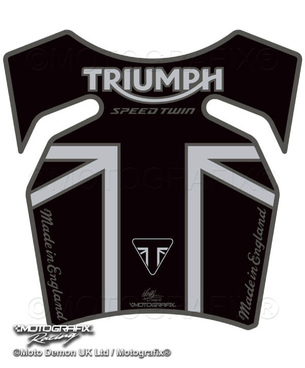 MOTOGRAFIX（モトグラフィックス） TANK PAD TRIUMPH Speed Twin1200(19-21) Black with Graphite Grey & Metallic Silver TT040KS