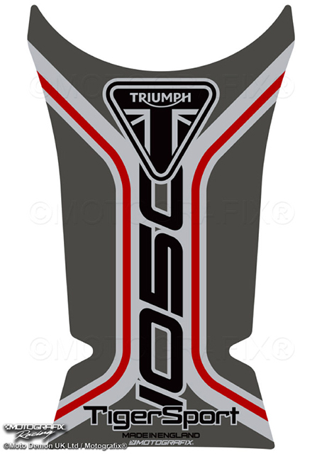 MOTOGRAFIX（モトグラフィックス） TANK PAD TRIUMPH Tiger1050Sport(16-21) Grey with Black, Red & Metallic Silver TT041GS