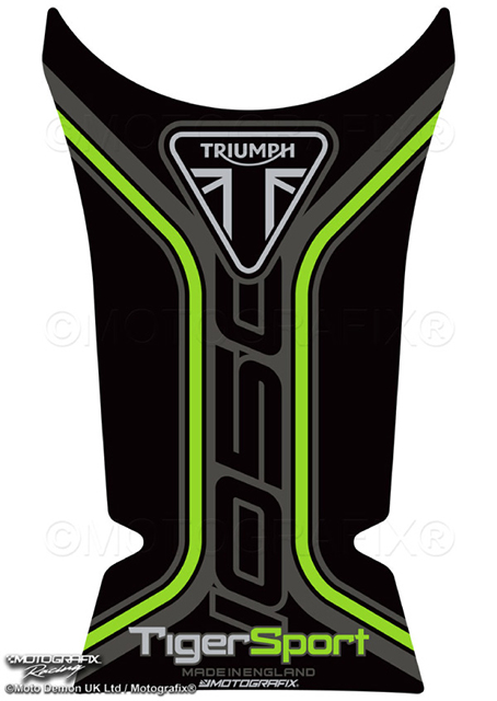 MOTOGRAFIX（モトグラフィックス） TANK PAD TRIUMPH Tiger1050Sport(16-21) Black with Grey, Green & Metallic Silver TT041KL