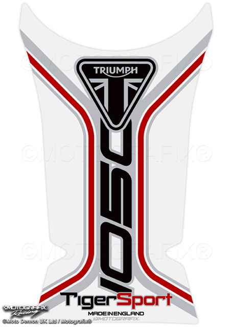 MOTOGRAFIX（モトグラフィックス） TANK PAD TRIUMPH Tiger1050Sport(16-21) White with Black, Red & Metallic Silver TT041WR