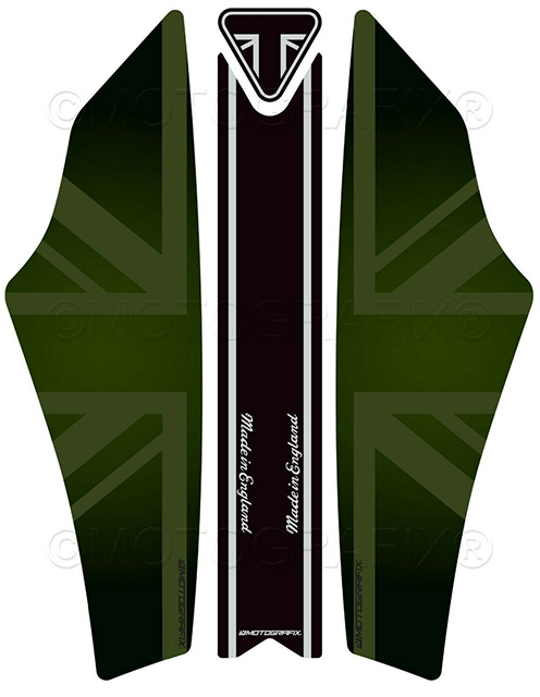 MOTOGRAFIX（モトグラフィックス） TANK PAD TRIUMPH Scrambler1200（19-21）Military Green with Black & Metallic Silver TT046FGJ
