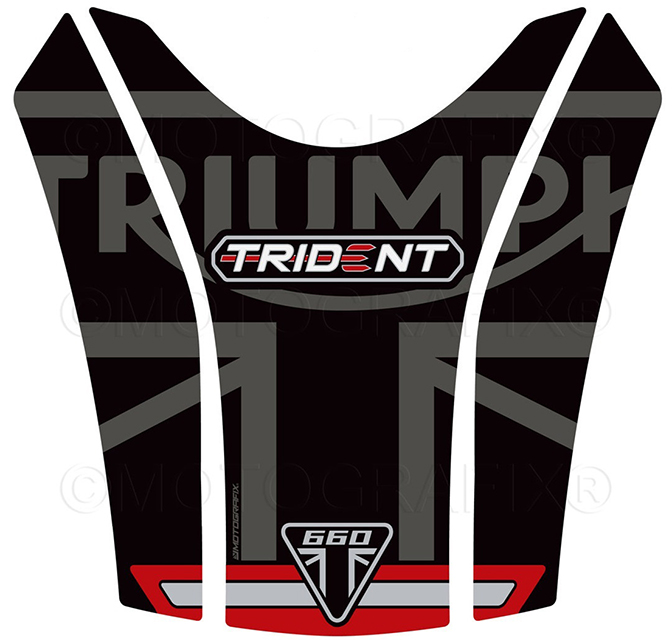 MOTOGRAFIX（モトグラフィックス） TANK PAD TRIUMPH Trident660(21-) Black with White, Red, Grey & Metallic Silver TT048KER