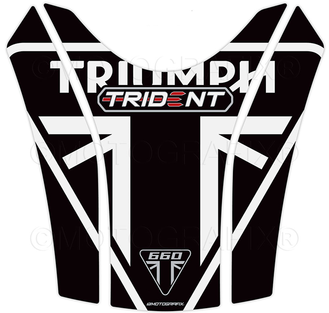 MOTOGRAFIX（モトグラフィックス） TANK PAD TRIUMPH Trident660(21-) Black with White, Red & Metallic Silver TT048KW