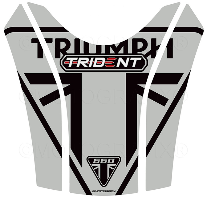 MOTOGRAFIX（モトグラフィックス） TANK PAD TRIUMPH Trident660(21-) Metallic Silver with Black, White & Red TT048SK