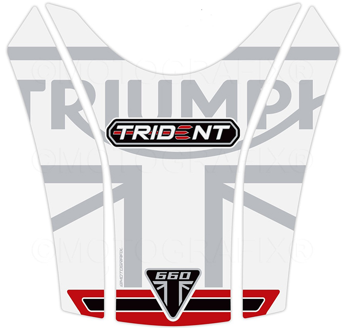 MOTOGRAFIX（モトグラフィックス） TANK PAD TRIUMPH Trident660(21-) White with Black, Red & Metallic Silver TT048SWR