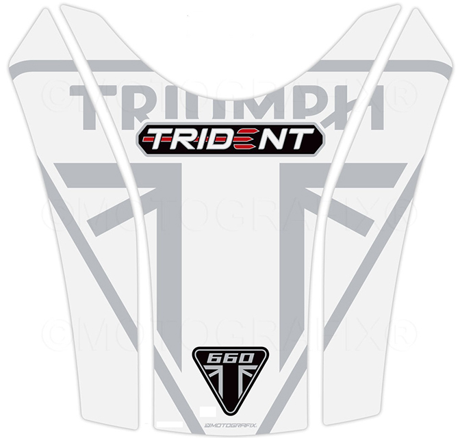 MOTOGRAFIX（モトグラフィックス） TANK PAD TRIUMPH Trident660(21-) White with Black, Red & Metallic Silver TT048WS