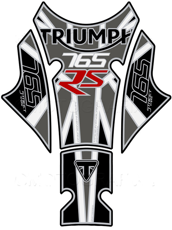 MOTOGRAFIX（モトグラフィックス） TANK PAD TRIUMPH Street TRIPLE 765RS(20/21) Grey with White, Black, Red & Metallic Silver TT049MJ