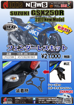 R&G RACING PRODUCTS SUZUKI GSX250R(17-) フェンダーレスキット