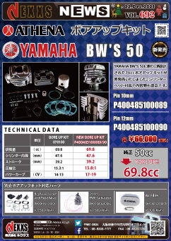 ATHENA YAMAHA BW'S50 NEWボアアップキット新発売